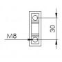 Schéma collier de serrage pour tube carré avec 2 vis M8